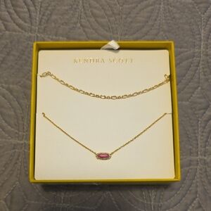 Kendra Scott Gold Necklace with Pink Stone